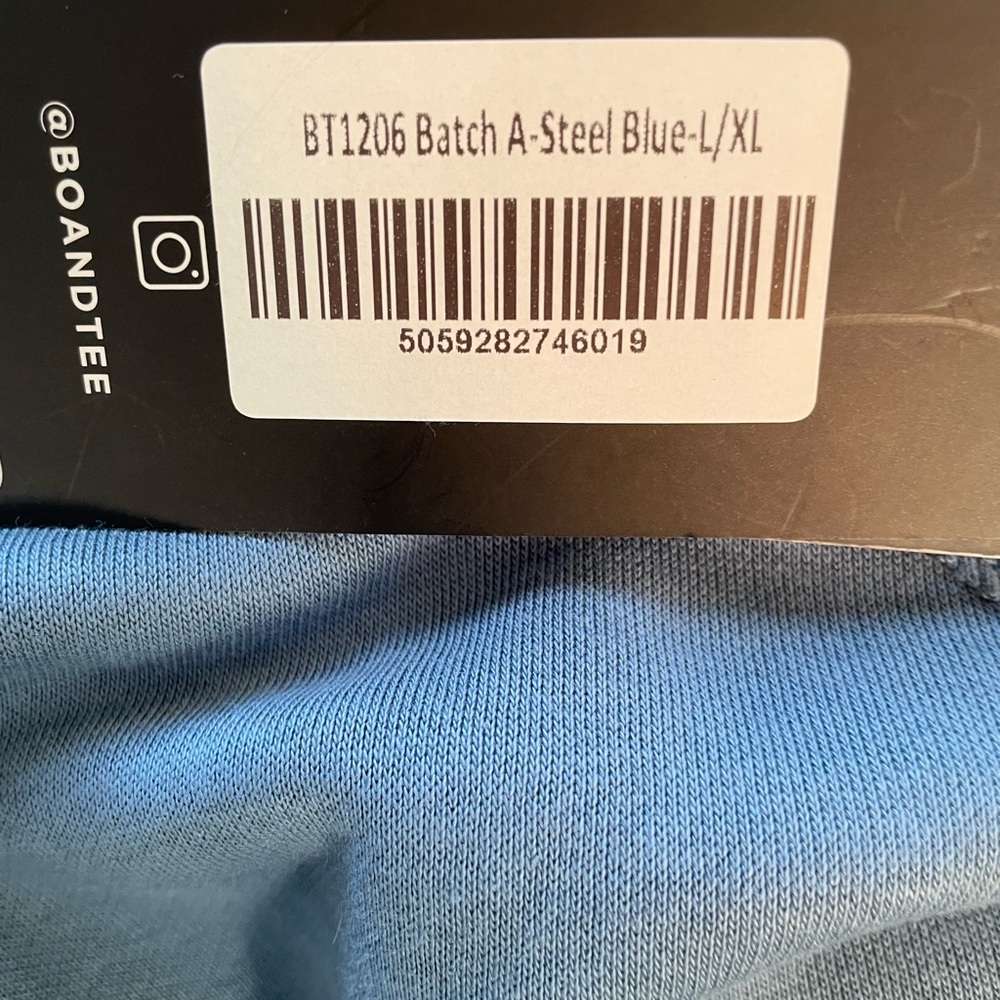 BOO TEE Stretch Cotton Fleece Cropped Hoodie in Steel Blue - Picture 11 of 11